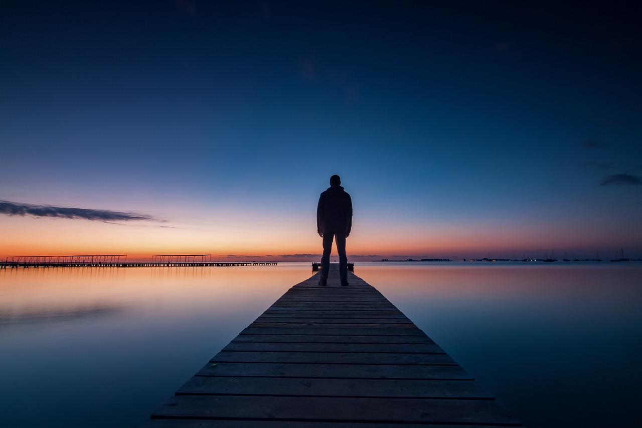 dock, lake, twilight